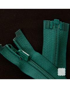Zip YKK spirálový vel. 3 - tmavě zelený dělitelný reverzní - 63 cm - překlopné táhlo jezdce