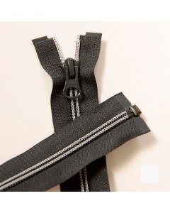 Zip YKK spirálový vel. 5 - tmavě šedý s kontrastním prošitím dělitelný kovový boxík - 66 cm